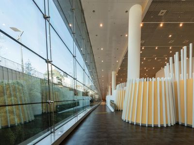 Soft light hitting a glass of water on floor.